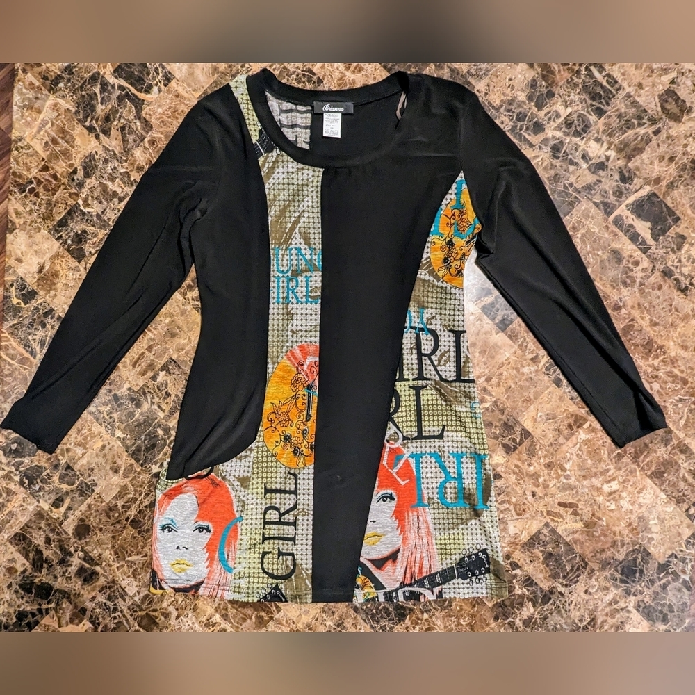 5/$25 Brianna Long Sleeve Shift Dress Paneled Girl Rocker